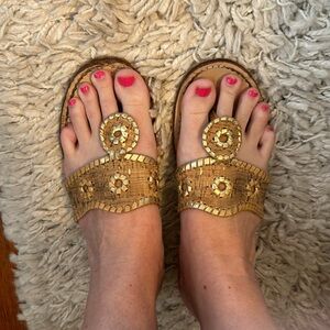 Jack Rogers Cork & Gold Sandals Size 8.5